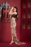Embroidered and Printed Evening Gown with front slit leftview