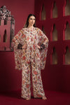 Chiffon printed kaftan kurta with baggy pants
