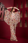 Chiffon printed kaftan kurta with baggy pants Frontview