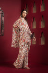 Chiffon printed kaftan kurta with baggy pants