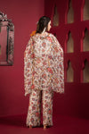 Chiffon printed kaftan kurta with baggy pants Backview