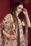 Printed chiffon stylish kaftan kurta with mirror embroidery