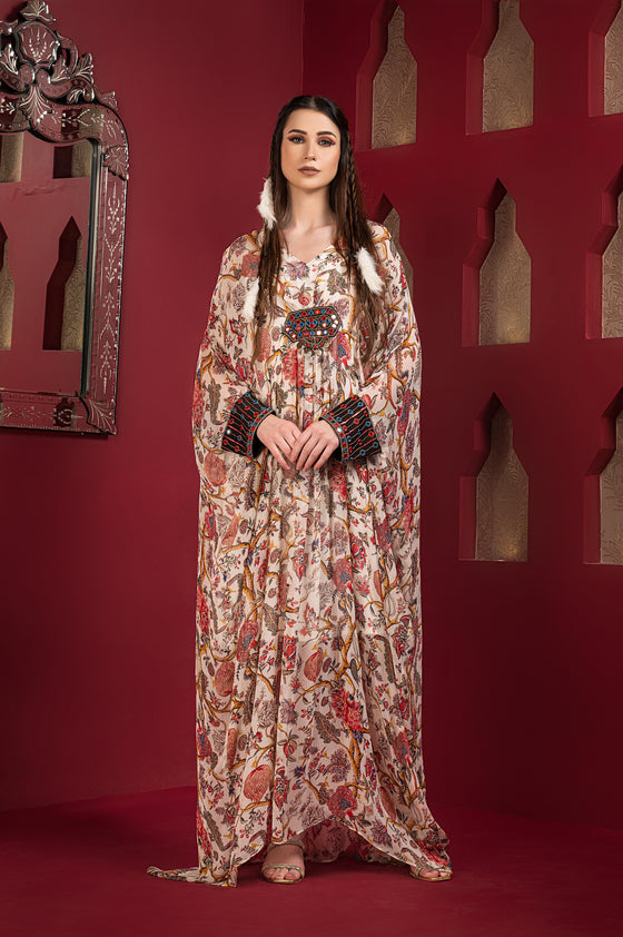 PRINTED LONG KAFTAN DRESS