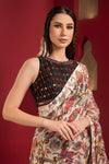 Printed Chiffon Saree with embroidered blouse Closeview