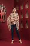 Printed chiffon Kaftan Top with mirror Embroidered