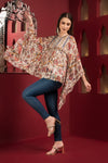 Printed chiffon Kaftan Top with mirror Embroidered