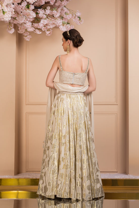 Divine Printed Shimmer Lehenga Set Backview
