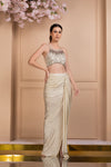 Women's Embroidered Shimmer Top-Draped Skirt