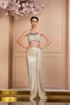 Women's Embroidered Shimmer Top-Draped Skirt Frontview