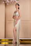 Women's Embroidered Shimmer Top-Draped Skirt Sideview