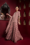 One side kaftan kurta with flared shahra pant with embroidery sideview