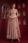 Pastel Pink Embroidered Anarkali set Frontview