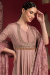 Pastel Pink Embroidered Anarkali set Closeview