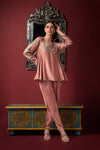 Embroidered Peplum Short Kurta Set Frontview