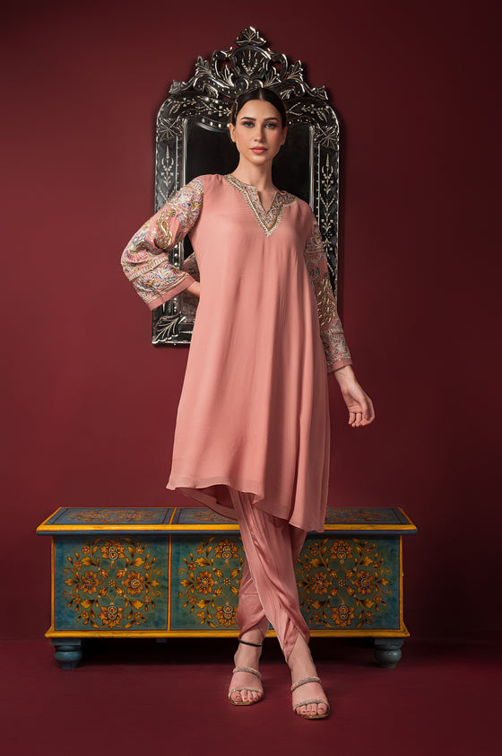 Embroidered Sleeve Boho Kurta & Pants