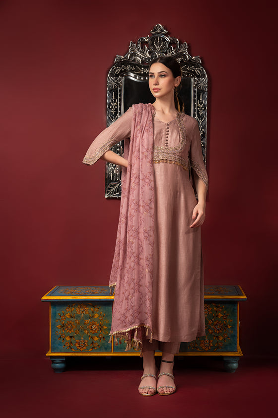 Yoke Embroidered Kurta Set