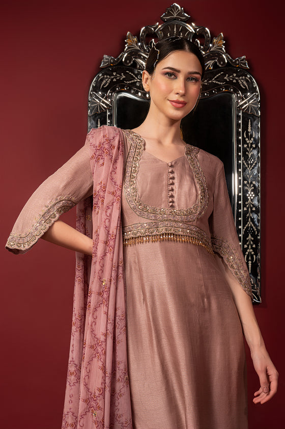 Yoke Embroidered Kurta Set Closerview