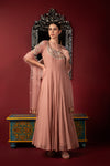 Yoke Embroidered Anarkali Set Frontview