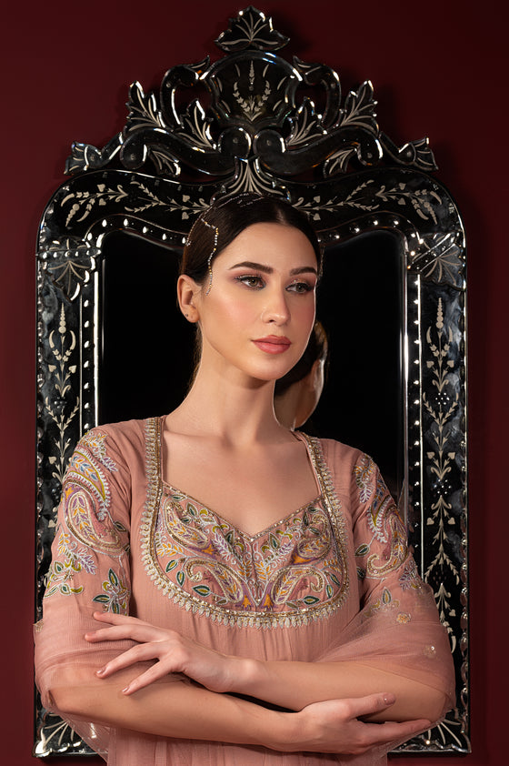 Yoke Embroidered Anarkali Set Closeview