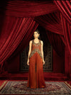 CRIMSON RED PEPLUM KURTA SET WITH QUILTED BEADED JACKET