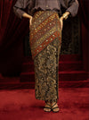 BLACK & MULTICOLOUR VINTAGE EMBROIDERED LONG SKIRT