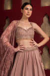 Embroid Closeviewered Lehenga Set-Printed Dupatta