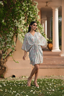  Aqua Blue Short Kaftan Dress