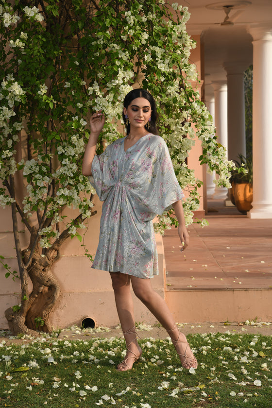Aqua Blue Short Kaftan Dress