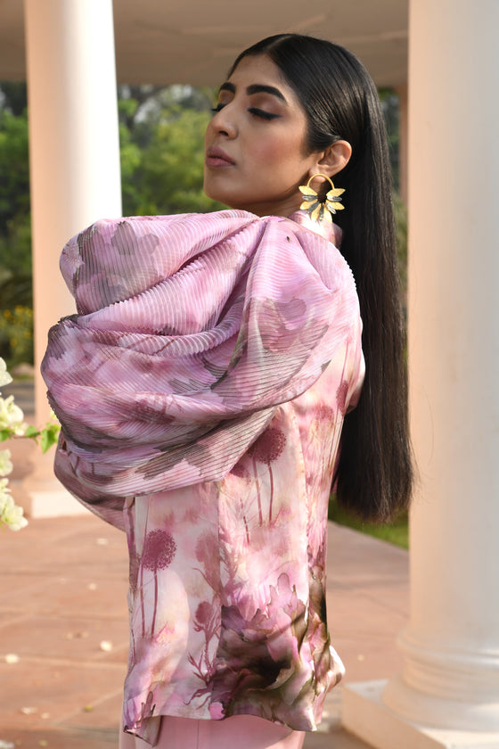 Bralette Top With Printed Jacket And Plazo set