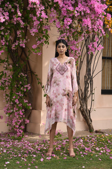  Light Pink Printed Kaftan Dress