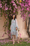 Aqua Blue Floral Kaftan Dress Frontview