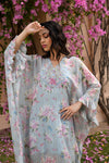 Aqua Blue Floral Kaftan Dress