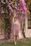 Shimmer Light Pink Floral Kaftan Dress