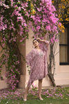 Shimmer Light Pink Floral Kaftan Dress