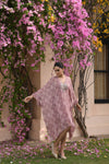 Shimmer Light Pink Floral Kaftan Dress
