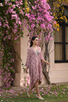 Shimmer Light Pink Floral Kaftan Dress Sideview