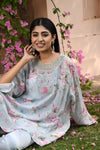 Women's Aqua Blue Floral Printed Boho Set Closeview