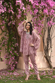  Women's Pink Floral Printed Boho Set Frontview