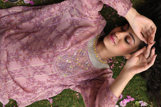 Women's Pink Floral Printed Boho Set Closerview