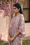 Pastel Pink printed Short Kaftan Dress Sideview