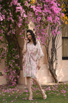 Light Pink printed Draped Kaftan Dress