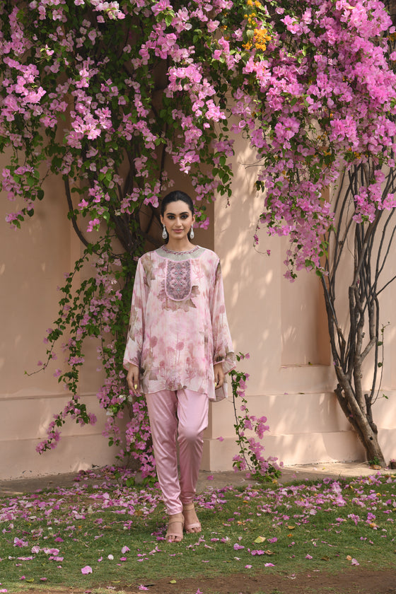 Pink Floral Printed Boho set