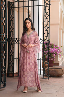  Women's Pastel Pink Printed kaftan dress