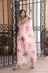 Light pink printed Long kaftan dress