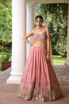 Onion pink Embroidered Lehenga Set