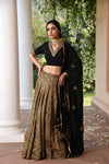 Antique Gold Gotta Lehanga Set Frontview