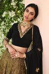 Antique Gold Gotta Lehanga Set Closeview