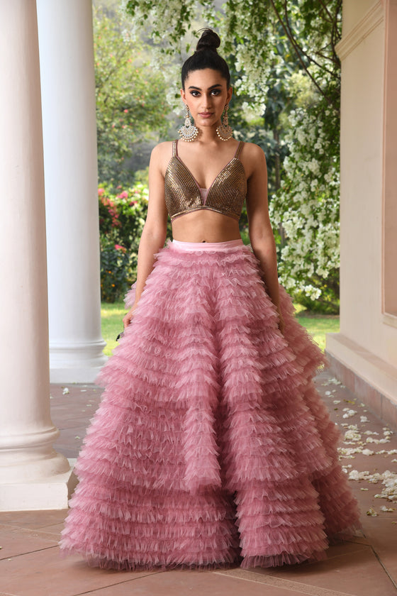 Women's Ruffle lehenga Set frontview