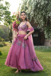 Women's Embroidered Organza Lehenga Set