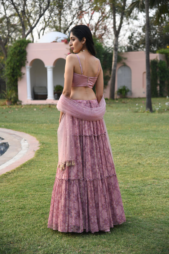 Embroidered Lehenga Set Backview